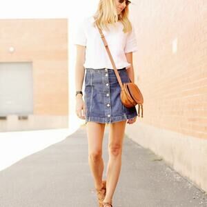 Splendid Cesaire Indigo Button Front Mini Stretch Denim Pencil Skirt size 30